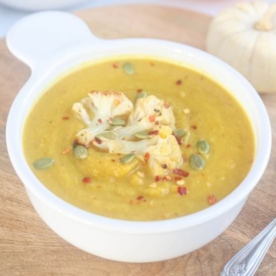 Roasted Pumpkin Cauliflower Soup - Recipe photo by whollytasteful