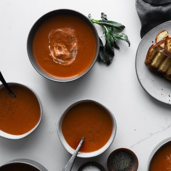 Creamy Tomato Basil Soup - Recipe photo by GrainFreeTable