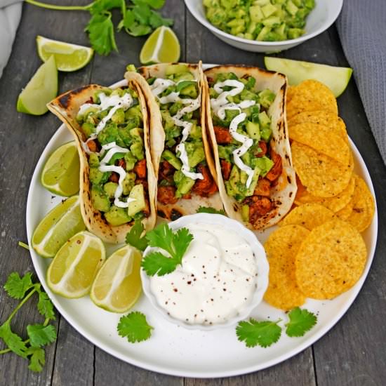 Jackfruit Tacos with Green Salsa - Recipe photo by Thyme of Season
