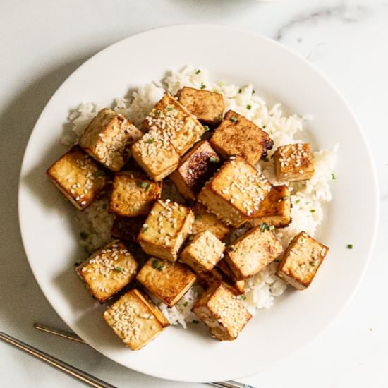 Baked Tofu Teriyaki - Recipe photo by AmyGorinNutrition