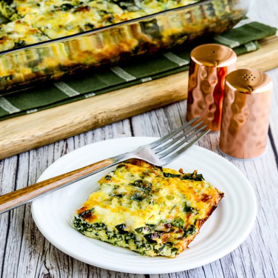 Kale, Mozzarella, and Egg Bake - Recipe photo by kalynskitchen