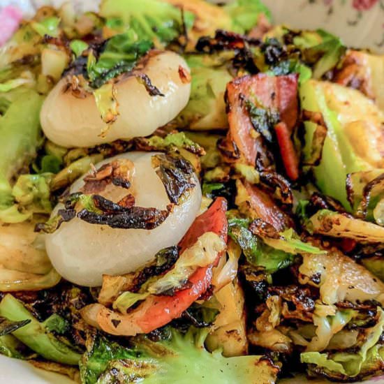 Maple Bacon Brussels Sprouts - Recipe photo by NotEntirelyAverage