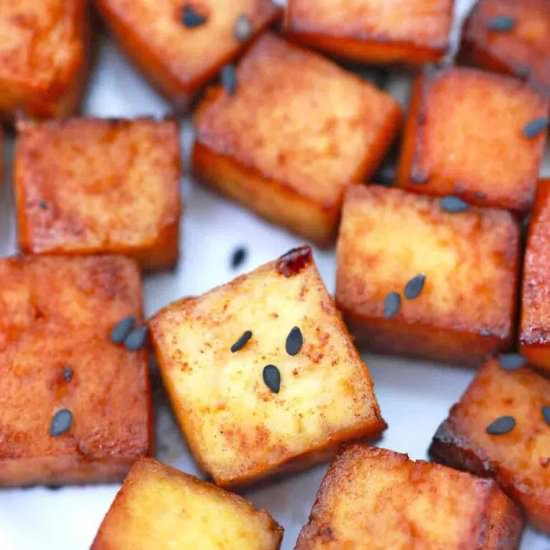 Crispy Air Fryer Tofu - Recipe photo by peasandpeonies