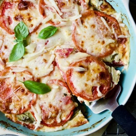 Crustless Southern Tomato Pie - Recipe photo by fromachefskitchen