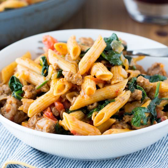 Five Ingredient Pasta with Sausage - Recipe photo by Kelli @ Hungry Hobby