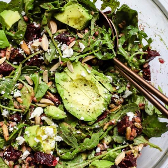 Roasted Beet & Avocado Salad - Recipe photo by rootsandradishes