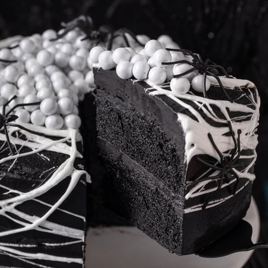 Spiderweb Black Velvet Cake - Recipe photo by Lemon blossoms