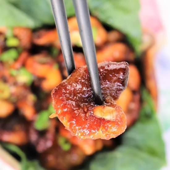 Honee Garlic Shrimp of the Woods - Recipe photo by veryveganval