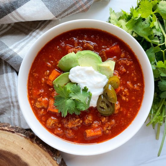 Healthy No Bean Turkey Chili - Recipe photo by frozen_bananas_