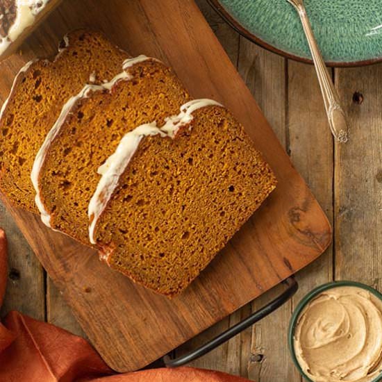 Maple Glazed Pumpkin Bread - Recipe photo by tenpoundcakecompany