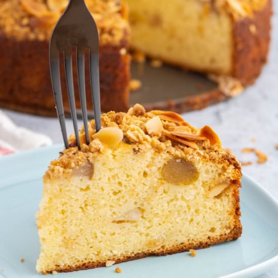 Pear Ricotta Cake with Crumble Topp - Recipe photo by dishnthekitchen