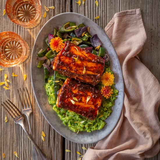 Fish with Poblano Red Onion Saute - Recipe photo by primalwellnesscoach