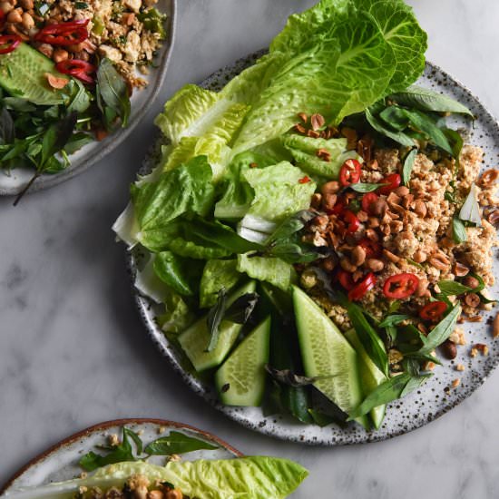 FODMAP friendly tofu larb - Recipe photo by georgeats