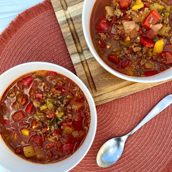 Stuffed Bell Pepper Soup - Recipe photo by Happy Honey Kitchen