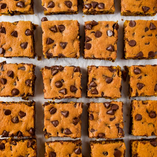 Pumpkin Chocolate Chip Cookie Bars - Recipe photo by freshapron