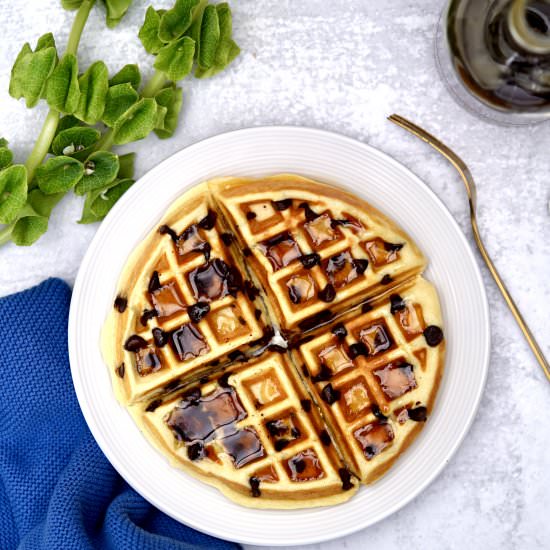 Mochi Chocolate Chip Waffles - Recipe photo by simmerandsauce