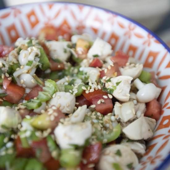 Shiso tomato and chicken cold dish - Recipe photo by foodmakesmehappy