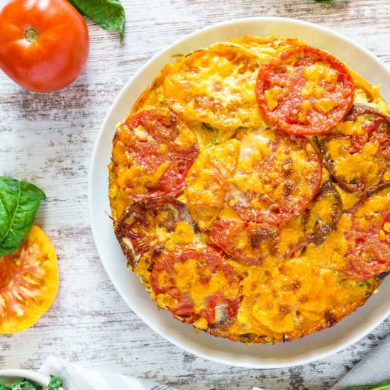CRUSTLESS TOMATO PIE - Recipe photo by peelwithzeal