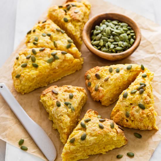 Cheesy Pumpkin Scones - Recipe photo by Wholesome Patisserie