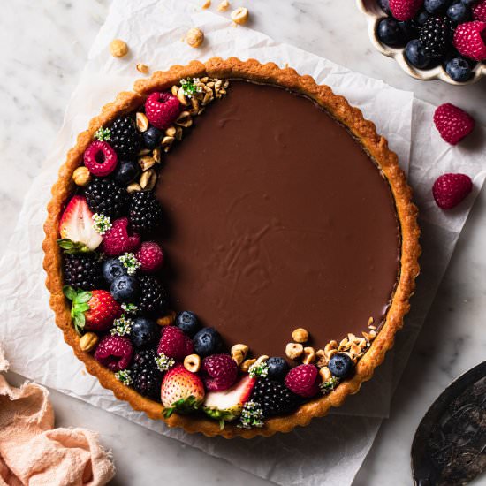 Chocolate Vegan Tart - Recipe photo by Our Nourishing Table