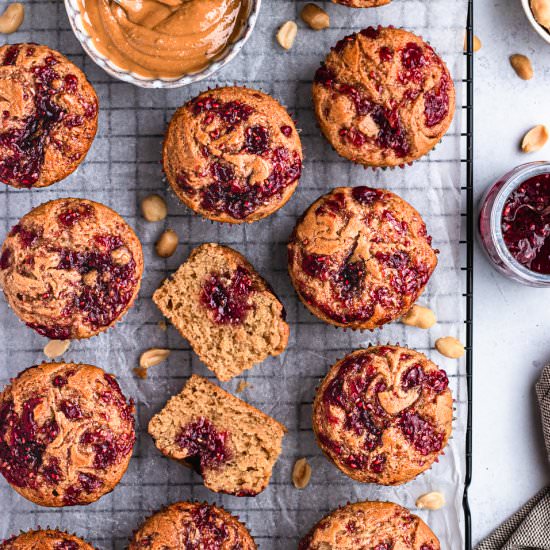Vegan Peanut Butter & Jelly Muffins - Recipe photo by Thedeliciousplate