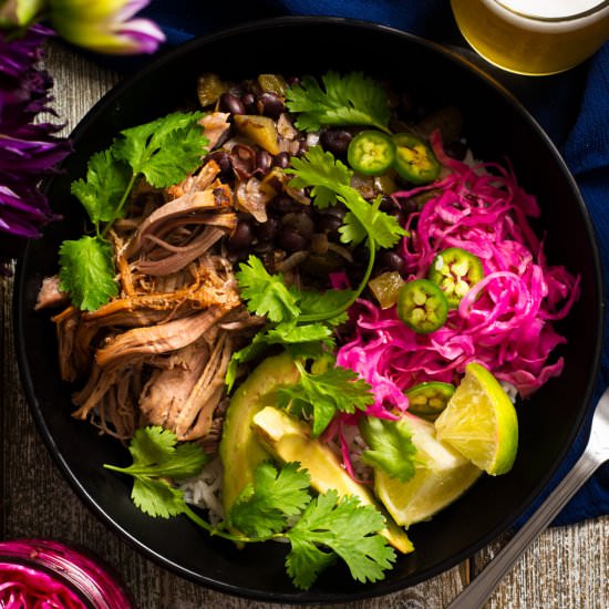 Cuba Libre Pulled Pork Bowls - Recipe photo by rhubarbandcod