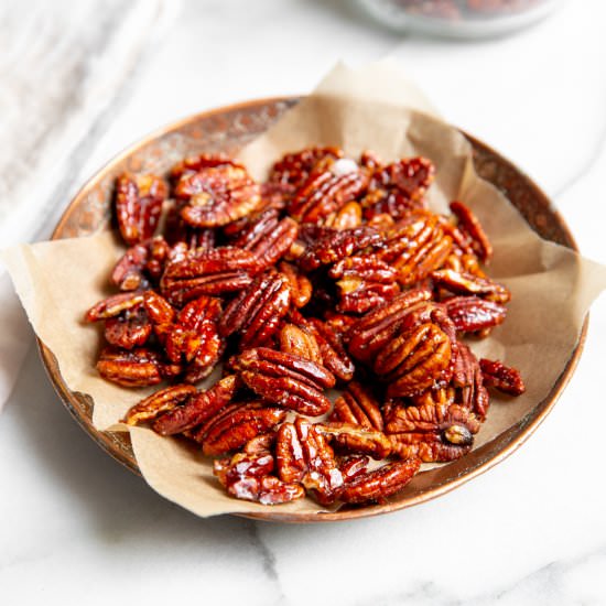 Easy Candied Maple Pecans - Recipe photo by FromScratchFast