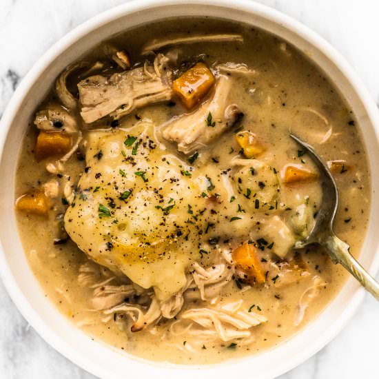 Creamy Chicken Stew with Dumplings - Recipe photo by The Endless Meal