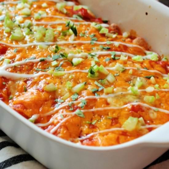 Buffalo Chicken Enchiladas - Recipe photo by agoudalife