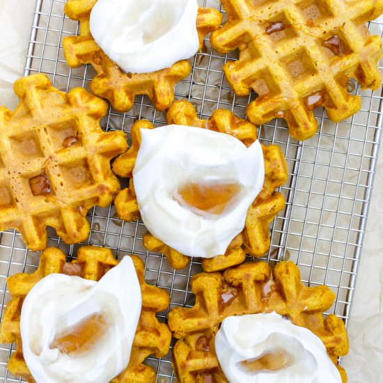 Pumpkin Waffles - Recipe photo by DoughEyedBlog