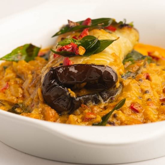 Eggplant Stuffed With Curry - Recipe photo by Blue Cayenne