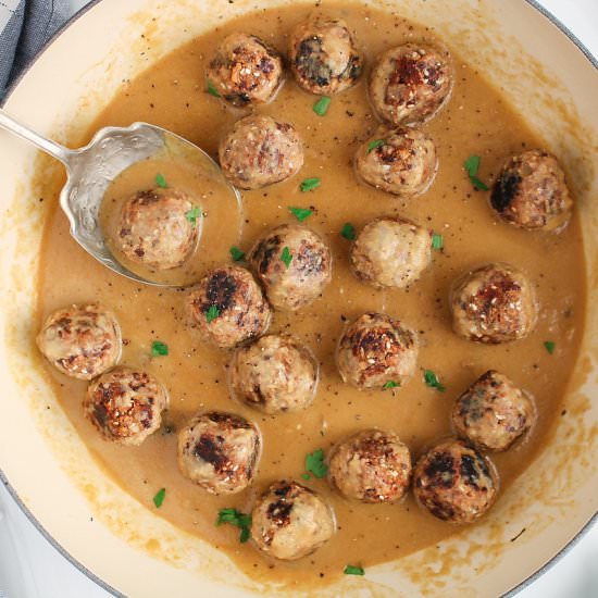 Vegan Swedish TVP Meatballs - Recipe photo by plantbasedjess