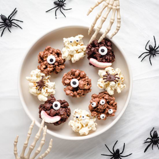 Chocolate Halloween Popcorn Balls - Recipe photo by mapleandmango