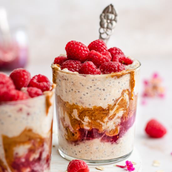 Peanut Butter & Jelly Overnight Oat - Recipe photo by Thedeliciousplate