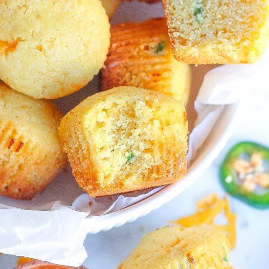 Jalapeño Cheddar Cornbread Muffins - Recipe photo by Kathryns.kitchen.blog