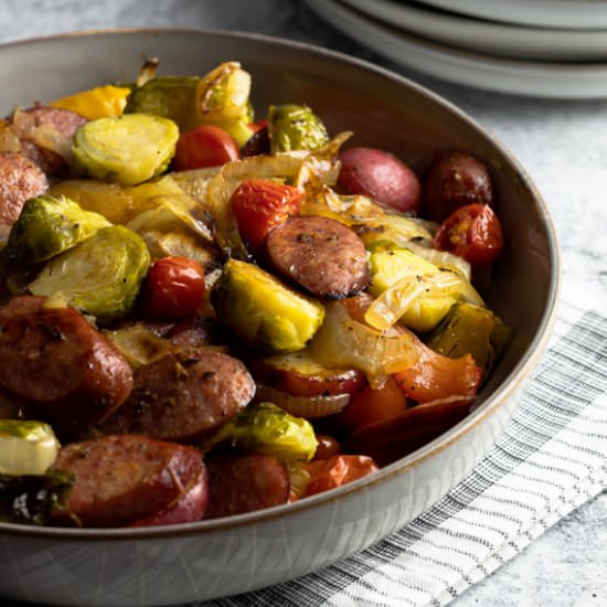 Sheet Pan Sausage and Veggies - Recipe photo by CookhouseDiary