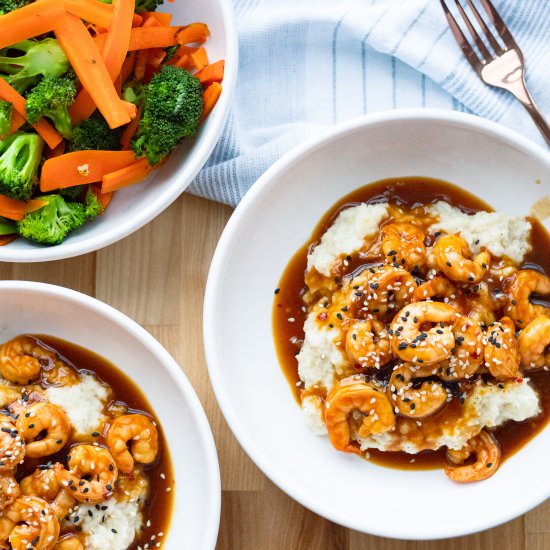 Teriyaki Shrimp with Cauliflower - Recipe photo by hangryeconomist