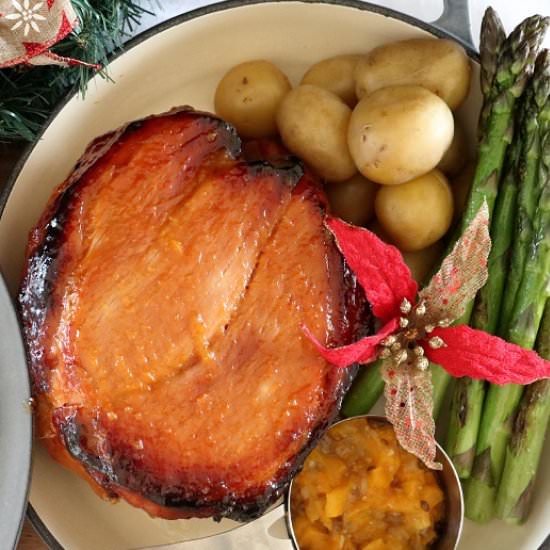 Bourbon & Peach Christmas Ham Glaze - Recipe photo by ATastyKitchen