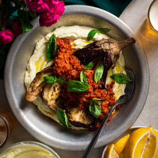 Roasted Eggplant w ‘Nduja Lentils - Recipe photo by rhubarbandcod