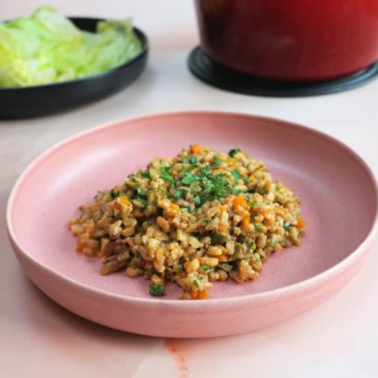 spelt risotto with porcini mushroom - Recipe photo by Cuisine Fiend
