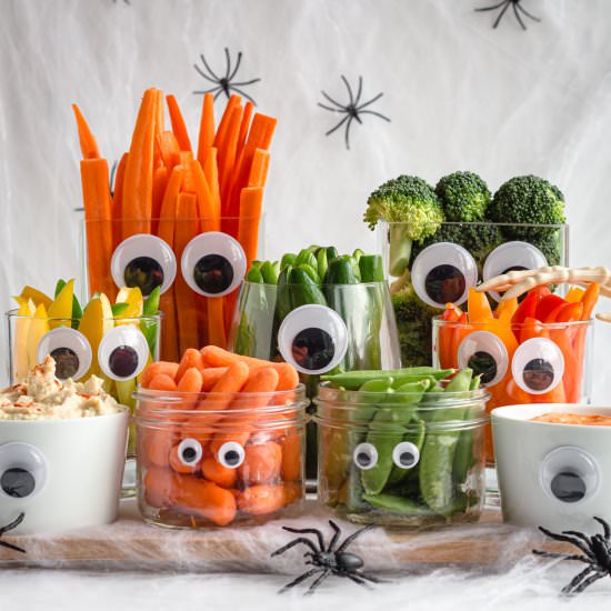 Easy Monster Halloween Veggie Tray - Recipe photo by mapleandmango