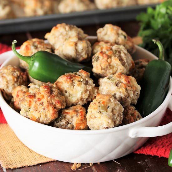 Jalapeno Pepper Jack Sausage Balls - Recipe photo by thekitchenismyplayground
