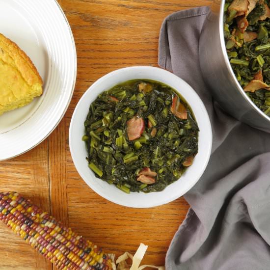 Southern Turnip Greens with Bacon - Recipe photo by themidwestkitchenblog