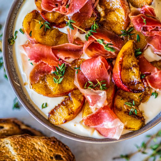 HONEY WHIPPED FETA, GRILLED PEACHES - Recipe photo by TaylahsKitchen