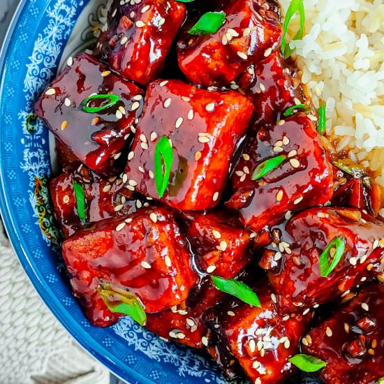 Easy Pan Fried Honey Garlic Tofu - Recipe photo by Sheeba@gohealthy