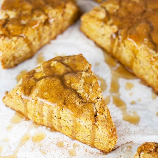 Pumpkin Scones with Maple Glaze - Recipe photo by therusticfoodie