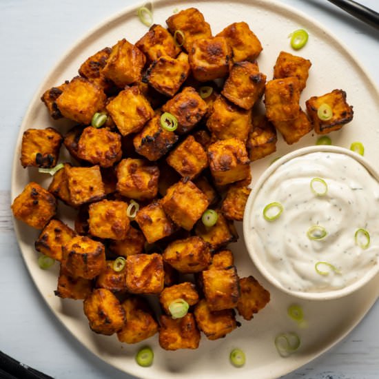 Crispy Air Fryer Tofu - Recipe photo by lovingitvegan