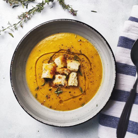 Pumpkin Red Lentil Soup - Recipe photo by Bimorah