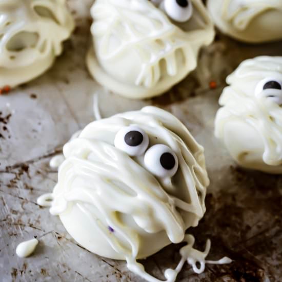 Oreo Cream Cheese Truffle Mummies - Recipe photo by dishnthekitchen
