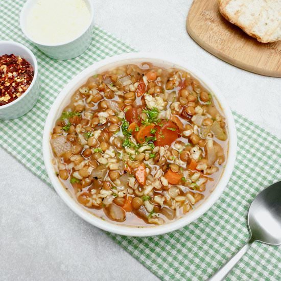 Lentil Brown Rice Soup - Recipe photo by anothertablespoon